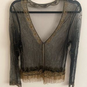 Vintage mesh beaded top